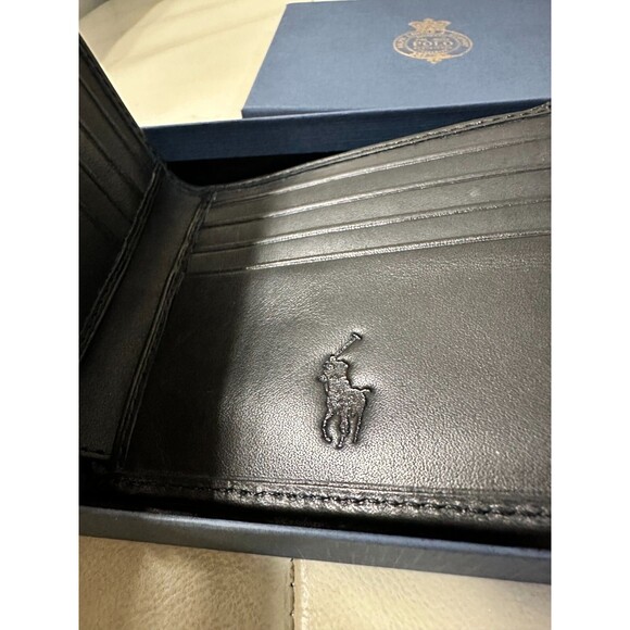 NIB POLO RALPH LAUREN Men's WALLET BIFOLD SMOOTH LEATHER BLACK - Picture 12 of 13